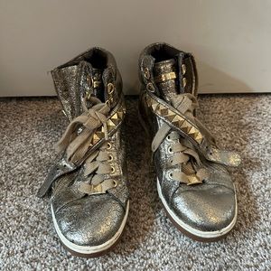 MK metallic gold sneakers